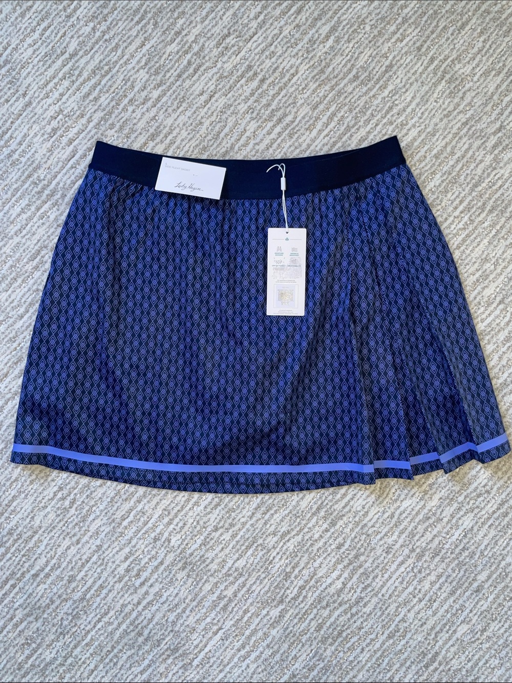 Lady Hagen Navy Skater Skirt with Light Blue Hem